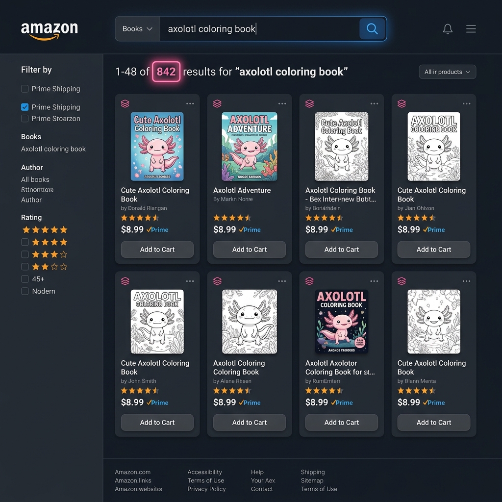 Amazon search proof axolotl coloring book
